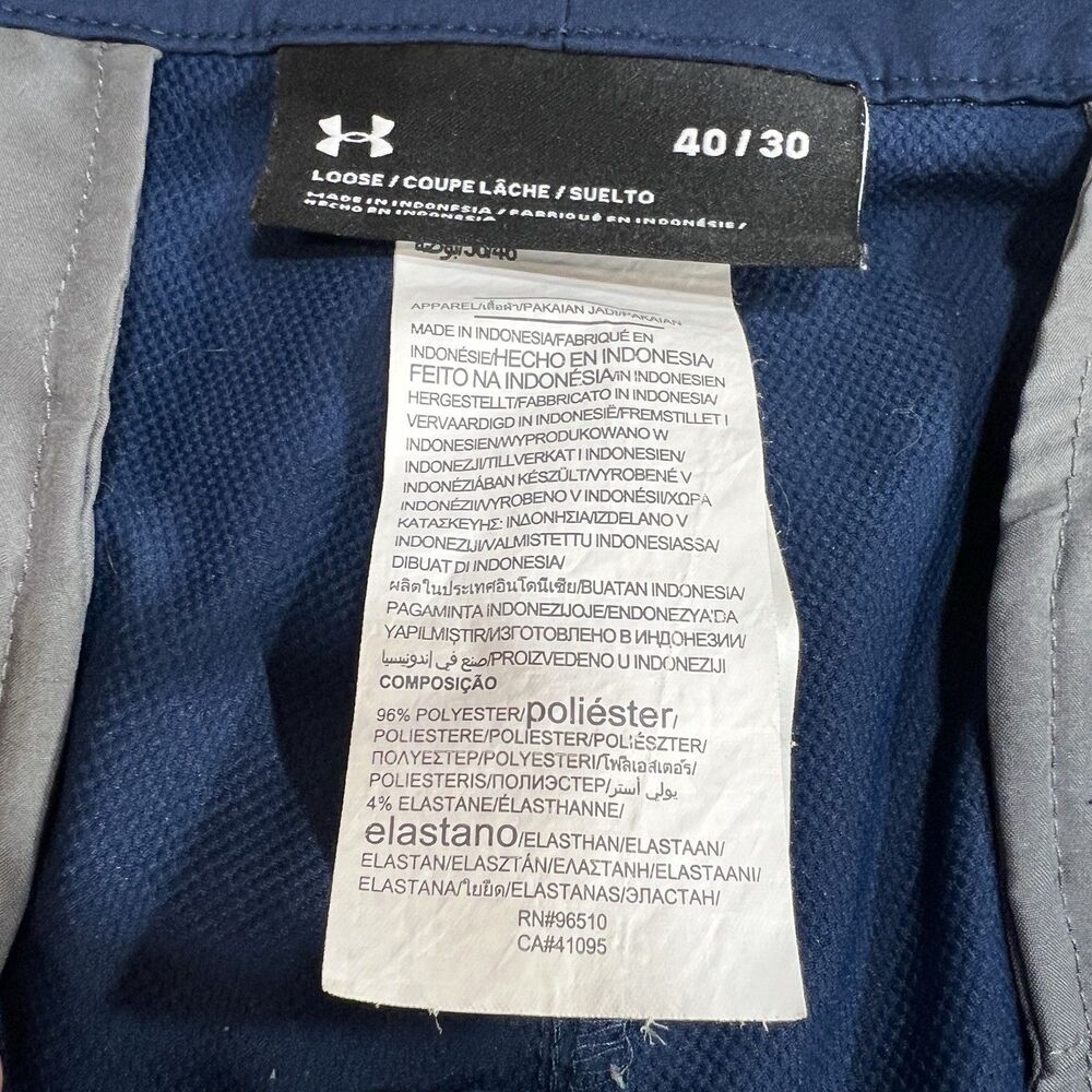 Under Armour Mens 40/30 Golf Pants Blue Loose Fit Flat Front Performance Stretch - Picture 2 of 6